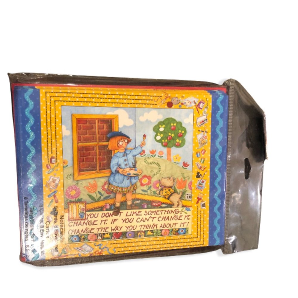 NEW Mary Engelbreit Set of 8 new notecard w/red envelops - Inspirational QUOTE